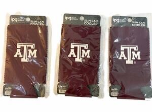Texas A&M Aggies Slim Can Cooler Koozie Lot of 3 Maroon IPG Team Sports New